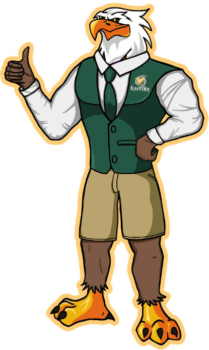 Easton the Eagle mascot cartoon.